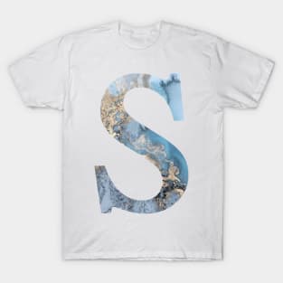 The Letter S Blue and Gold Metallic T-Shirt